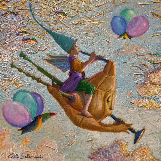 THE MAGICAL FLYING BAGPIPE - ( ready to hang )