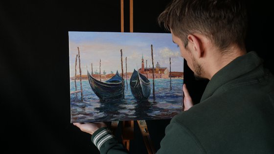 Boats In Venice - Venice painting