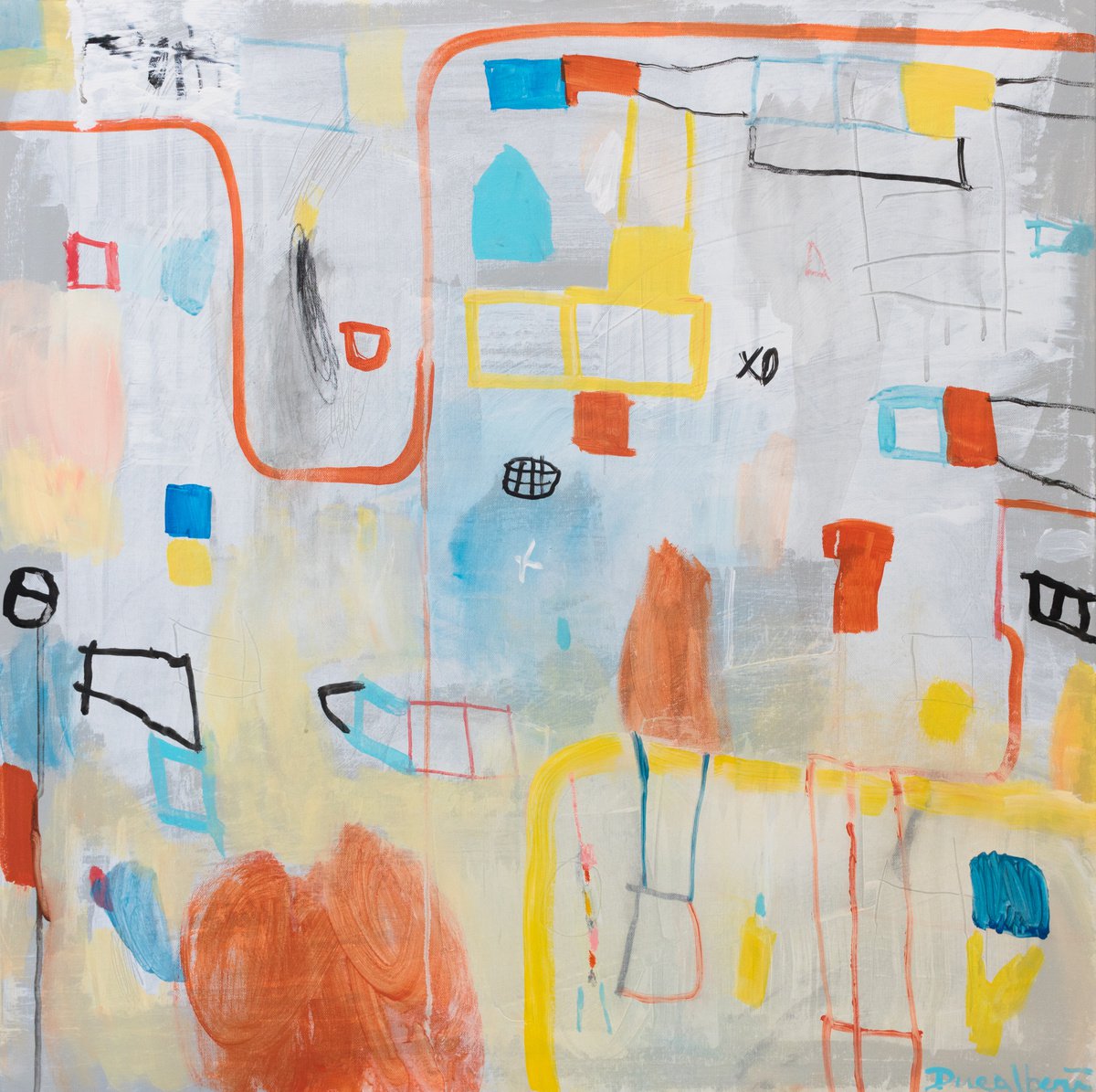 Geometric Painting , Streets 06 By Duealberi, 31 X 31, Artwork For Sale On Artfinder