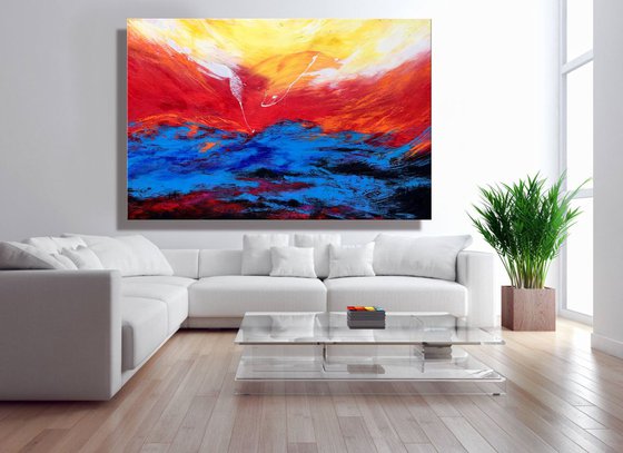 First Light - XL Large, Textured abstract art – Expressions of energy and light. READY TO HANG!