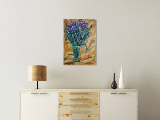 Irises and Apricots /  ORIGINAL PAINTING