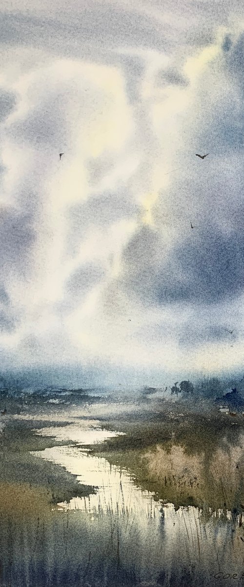 Field and clouds #7 by Eugenia Gorbacheva