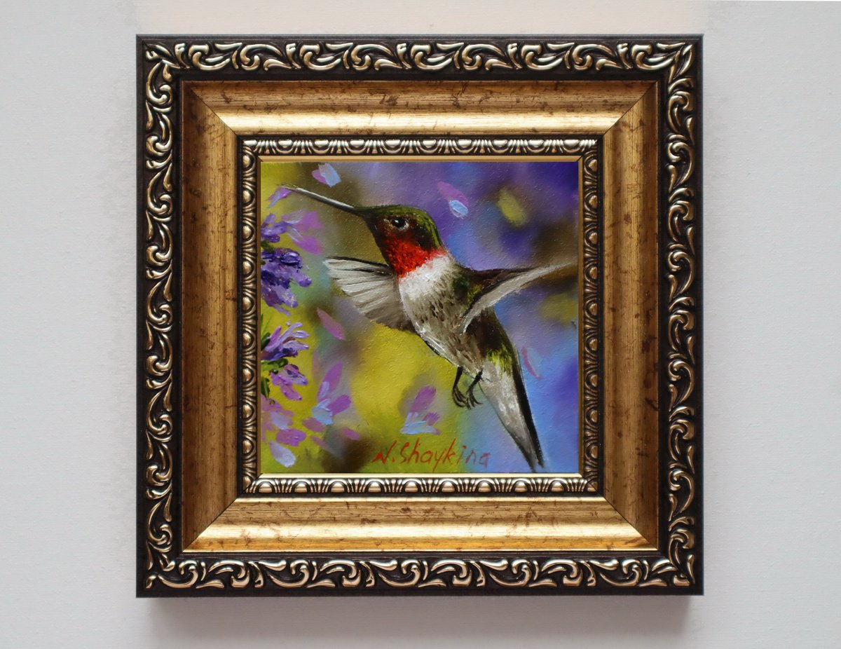 Hummingbird Painting Framed by Natalia Shaykina