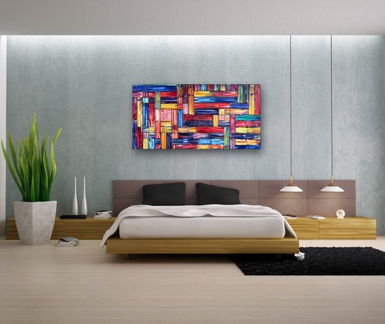 "Crossroads" - FREE SHIPPING to the USA - Large Original PMS Oil Painting On Wood - 48 x 24 inches