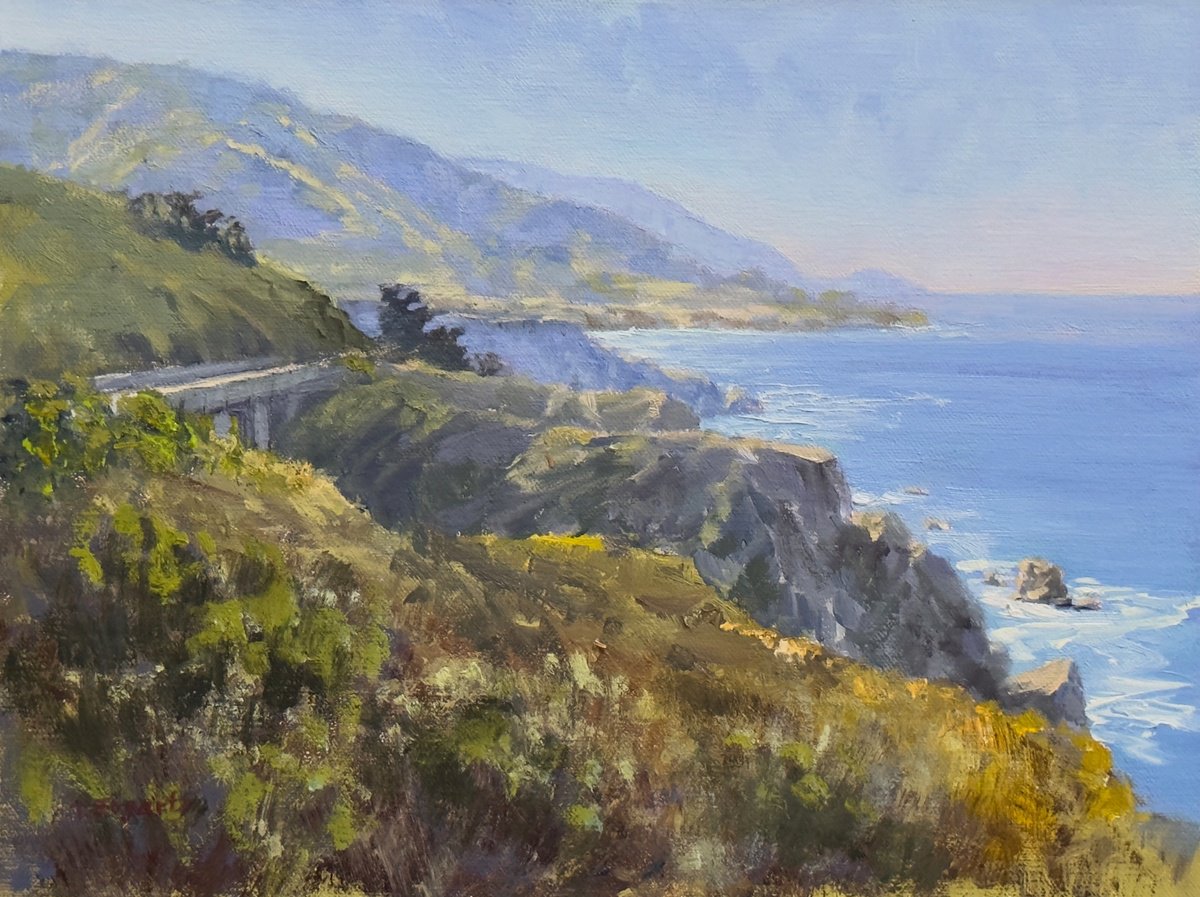 Impressionistic Landscape Oil Painting By Tatyana Fogarty, 12 X 9", Garrapata Serenity, Original Artwork
