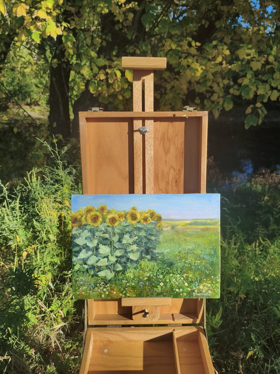Landscape with sunflowers