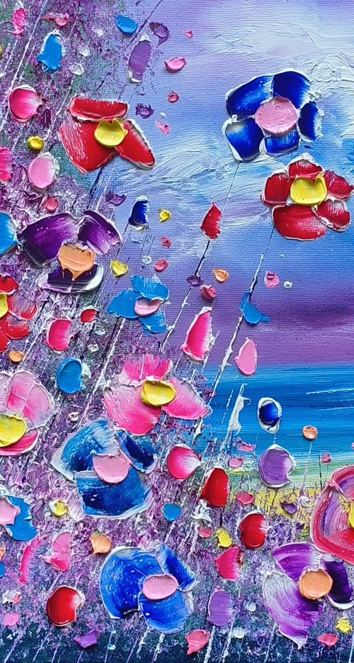 "Violet Beach & Flowers in Love" by Phil Broad