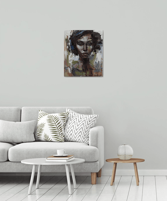 Abstract girl portrait with gold