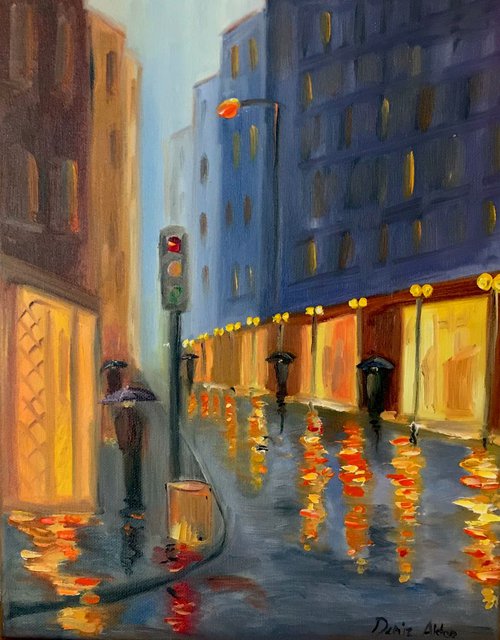 Shimmering lights in the Rain by Deniz A.