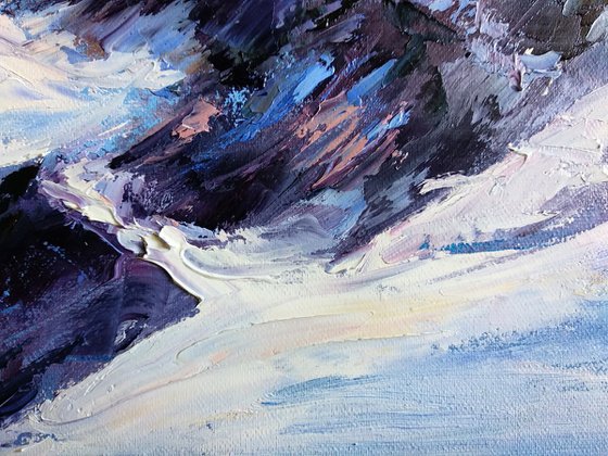 MOUNTAIN PEAKS,original oil painting on canvas,impressionism,impasto,expressive painting,mountain landscape,mountains,mountain oil painting