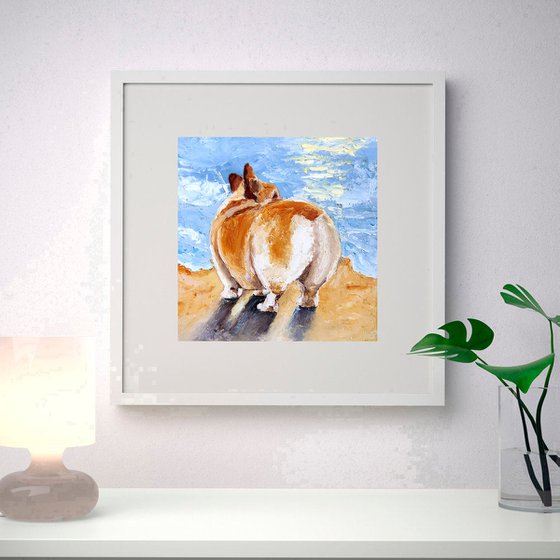 Corgi Painting Original Art Corgi Butt Artwork Dog Wall Art