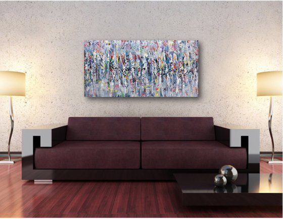 Colors of Joy - Large Abstract Painting, Original Knife Colorful Modern Wall Art