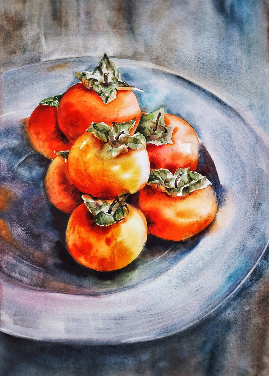Still life with persimmons by Delnara El