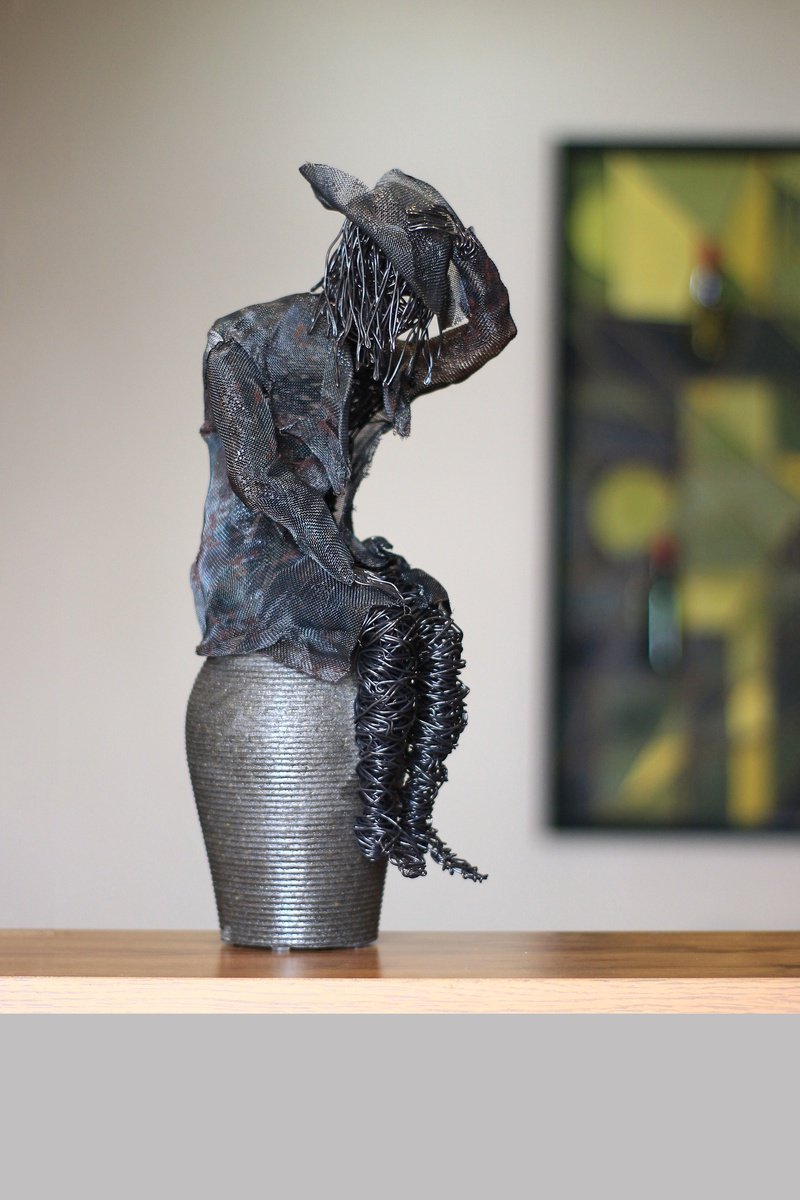 Abstract Portrait Sculpture By Karen Axikyan, 6 X 15", Thoughts, Original Artwork