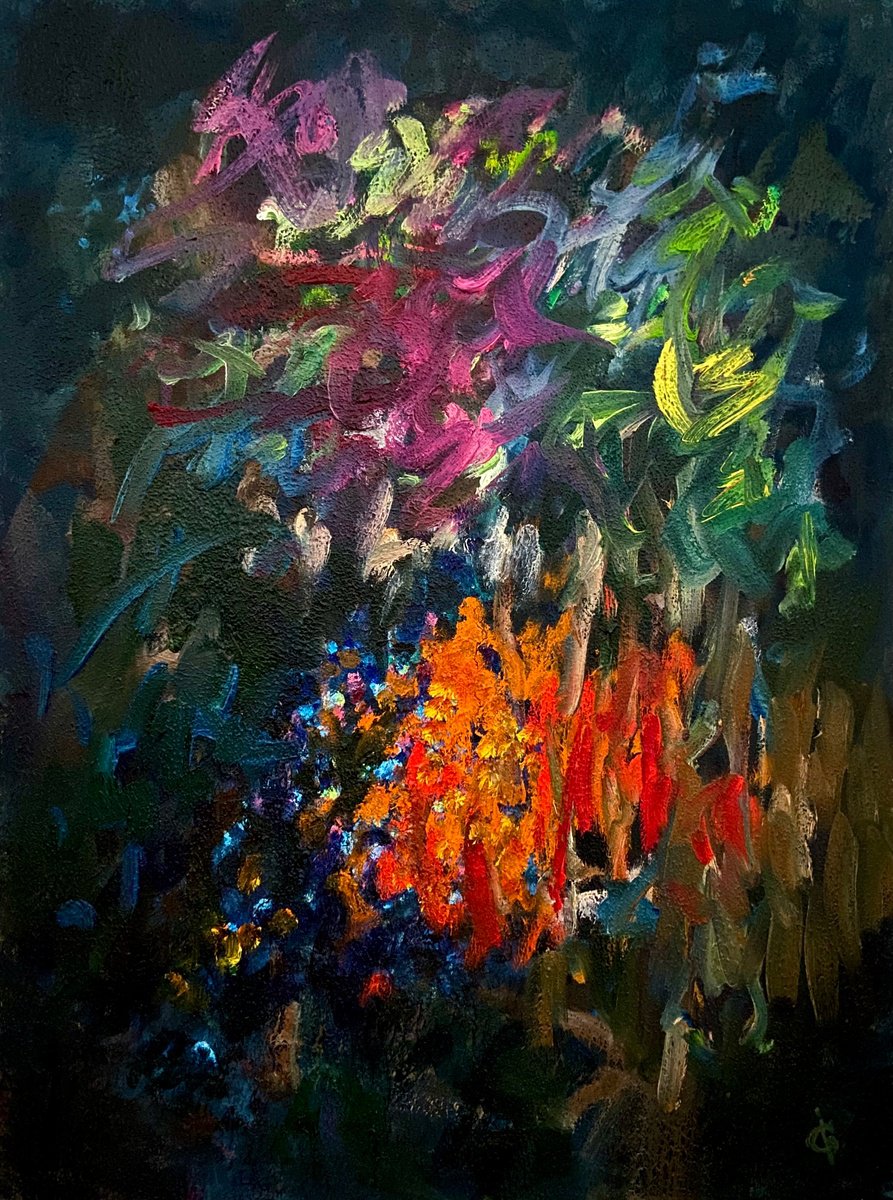 Expressive Oil Painting , Campfire Night By Junija (Yuna) Galejeva, 24 X 31, Artwork For Sale On Artfinder