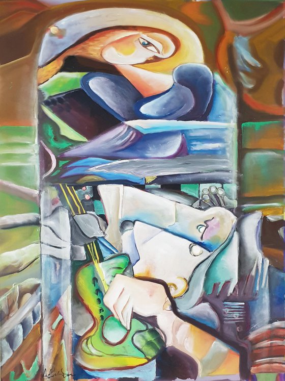 Contemporary Modern Painting "GARDEN OF EDEN", 80X60 cm, Oil
