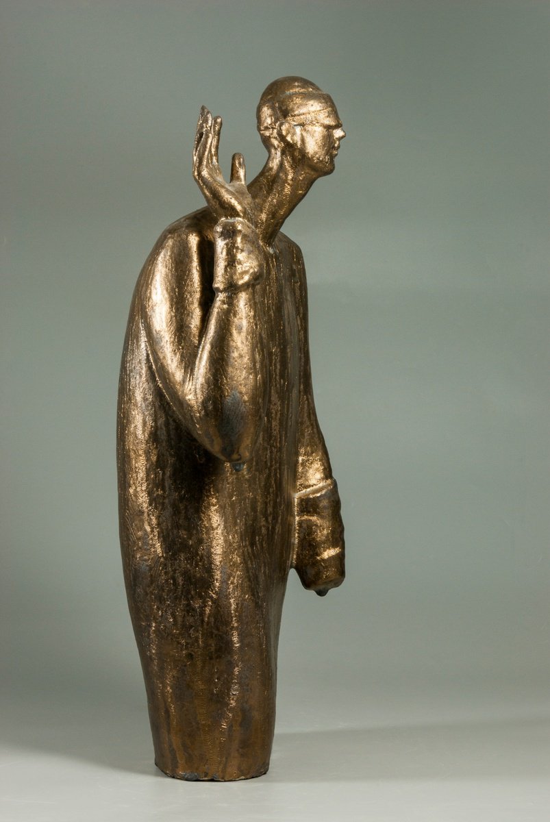 Expressive Portrait Clay Sculpture By Nadiia Otriazha Fedir Bushmanov, 10 X 23", Duty, Original Artwork