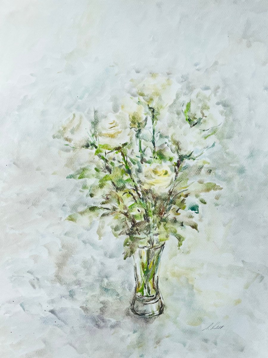 Impressionistic Botanical Painting By Elena Klyan, 20 X 26, Roses #2 50X65 Cm 2025, Original Artwork