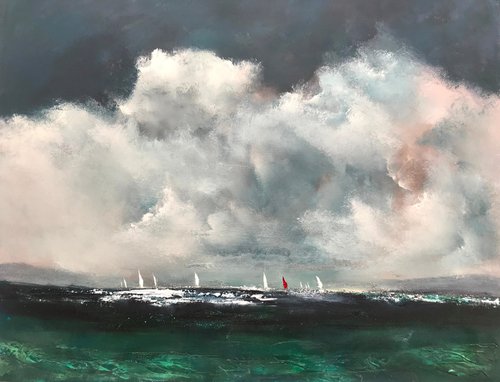 Red Sails Painted Skies by Maxine Anne  Martin