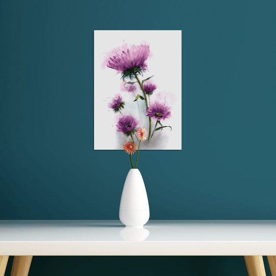 Thistle Flowers - Original Watercolor