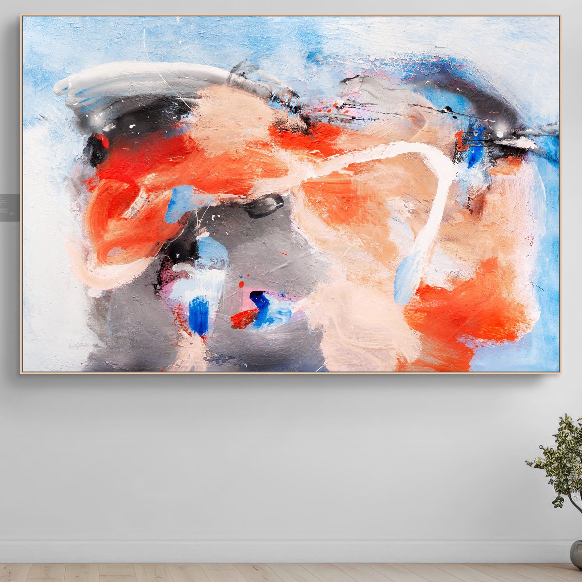 Organic Abstract Painting By Adriano Ribeiro, 47 X 31, Cold Blush, Original Artwork