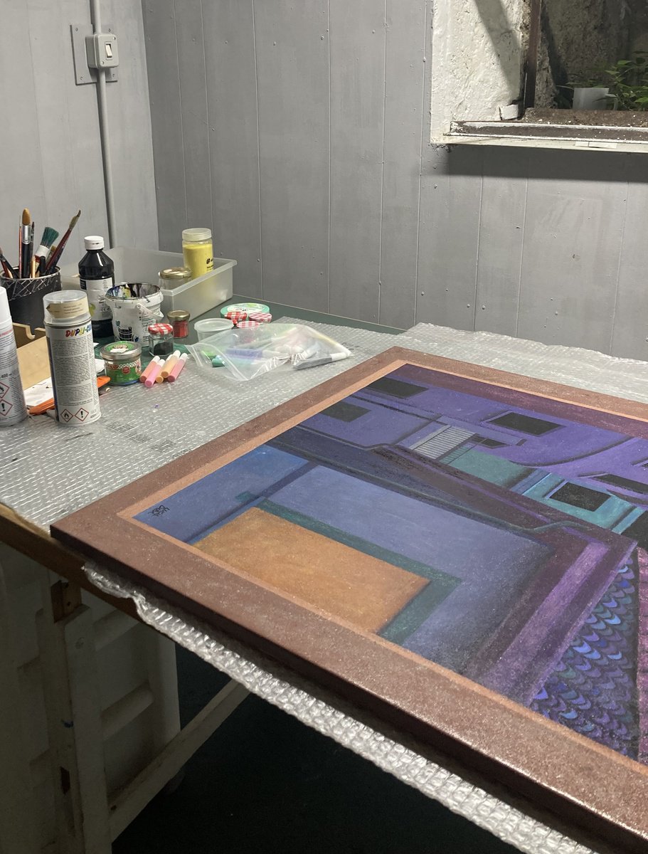 Surrealistic Cityscapes Acrylic Painting By Lucia Dibi, 30 X 39", Moons, Original Artwork