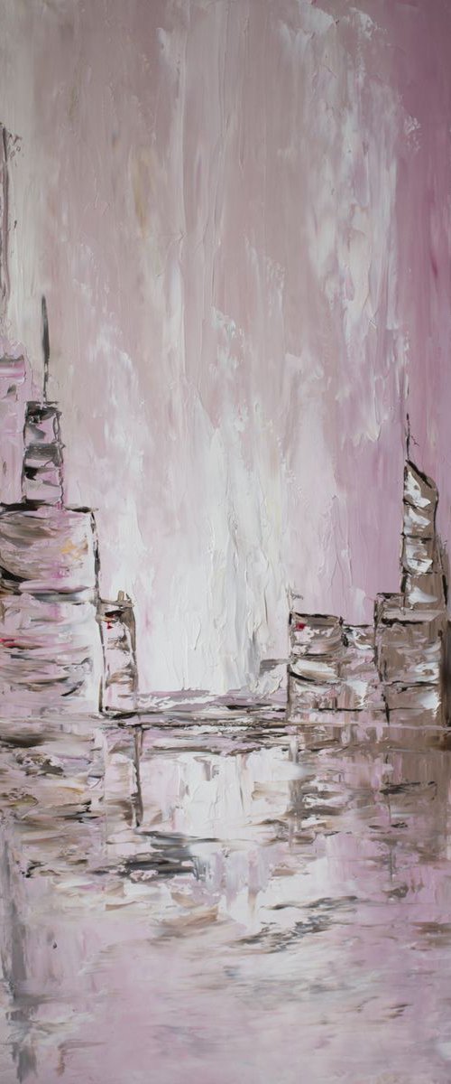 DREAMING CITY, 70X100 CM, LARGE PAINTING by Anastasiia Novitskaya