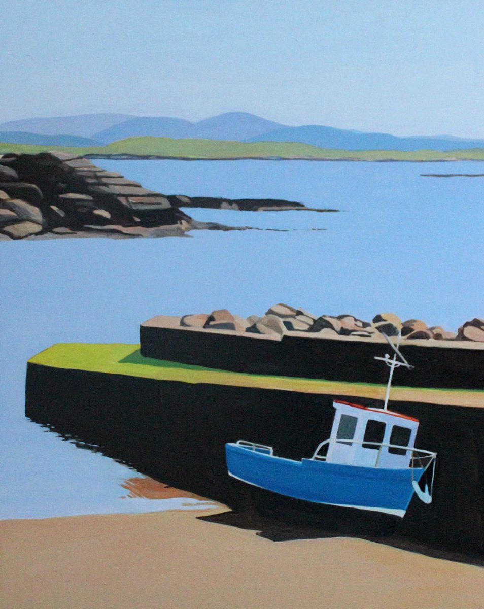 Impressionistic Landscape Acrylic Painting By Emma Cownie, 16 X 20, The Boat, Original Artwork