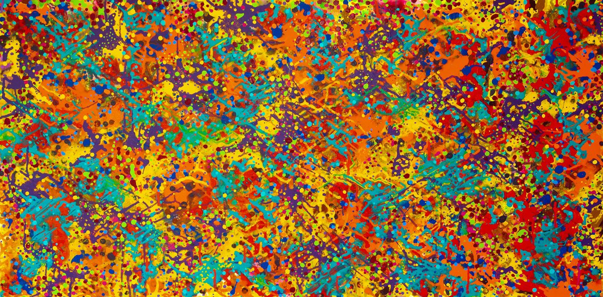 Organic Abstract Acrylic Painting By Josephine Window, 48 X 24", Brightness 4, Original Artwork