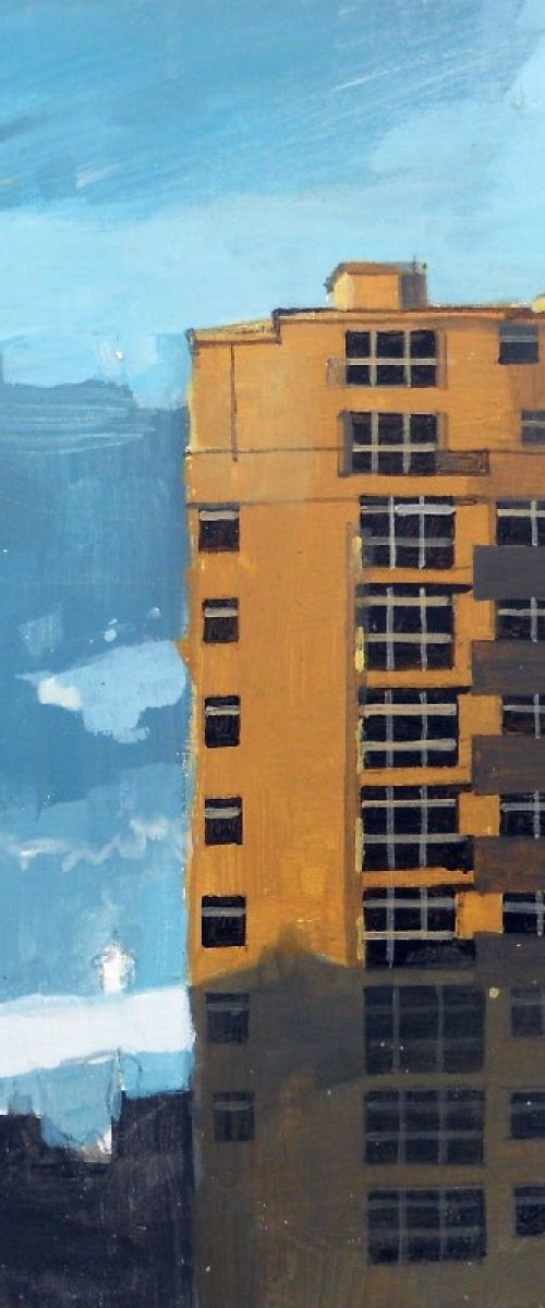 Eastbourne seafront flats at sunset by Julian Sutherland-Beatson