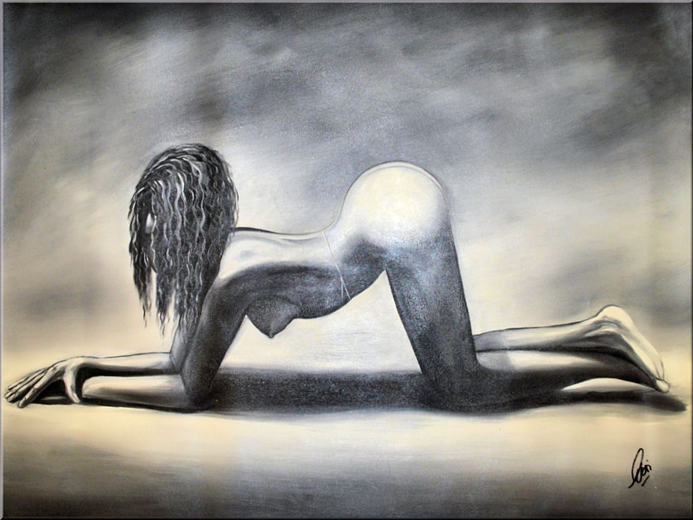 In Black And White Acrylic Figure Painting Bla Artfinder