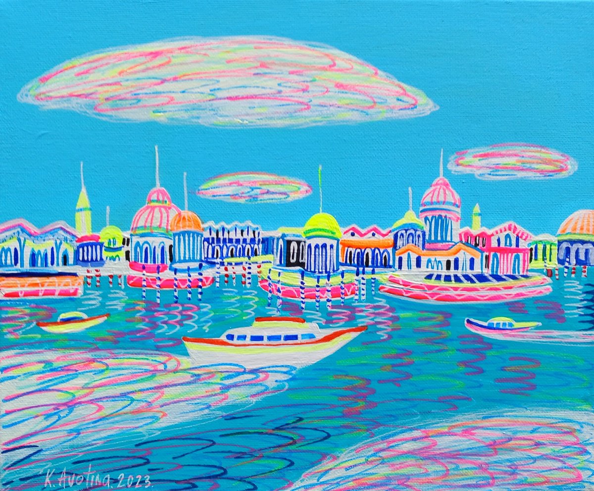 Impressionistic Landscape Acrylic Painting By Katrina Avotina, 12 X 10", To Feel The Morning Breeze, Original Artwork