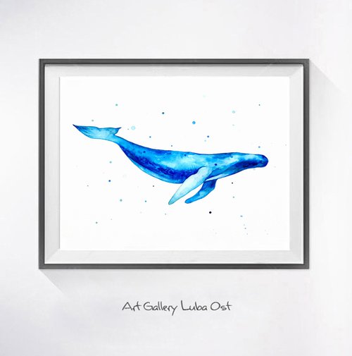 Whale, watercolor by Luba Ostroushko