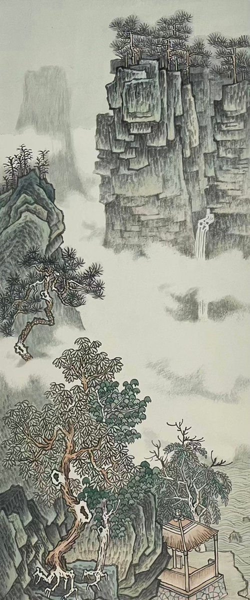 Mountain Landscape in morning mist by Yixin Yuan