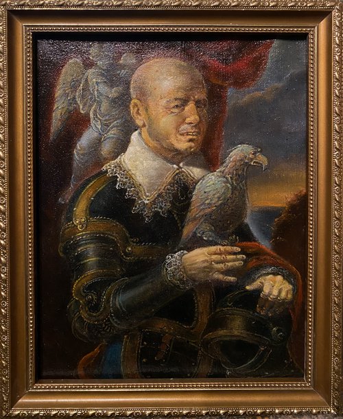 Portrait with a parrot by Oleg and Alexander Litvinov
