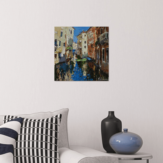 Venice. italian landscape- Original impasto landscape painting textured Oil painting Italy wall art