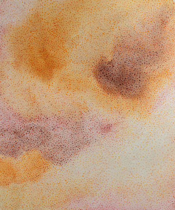 Warm palette abstract watercolor and colored pencils artwork made in unique style