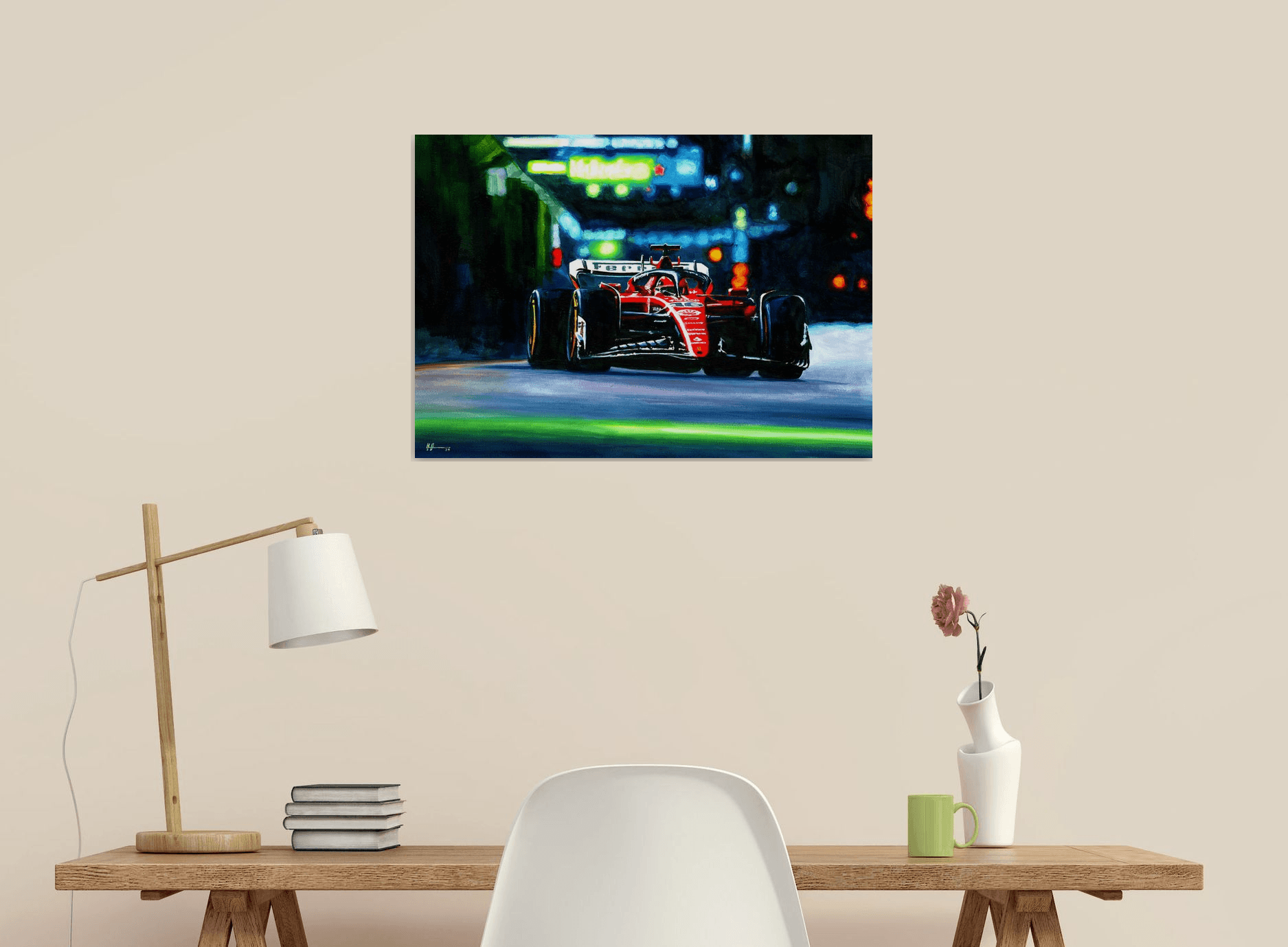 Charles Leclerc - 2023 Las Vegas GP - Ferrari SF23 Acrylic painting by Alex  Stutchbury | Artfinder