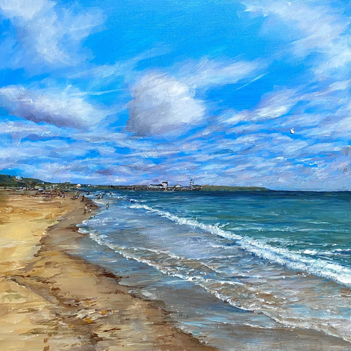 Alum Chine Beach By Arti Chauhan, 16 X 16, Artwork For Sale On Artfinder