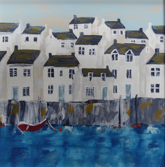 Mini harbour, red boat