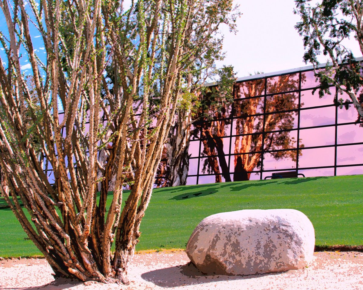 Impressionistic Cityscapes Photograph By William Dey, 32 X 26", Mirror Life Palm Springs Ca, Original Artwork