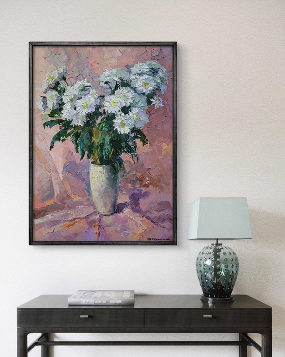 Chrysanthemum on pink