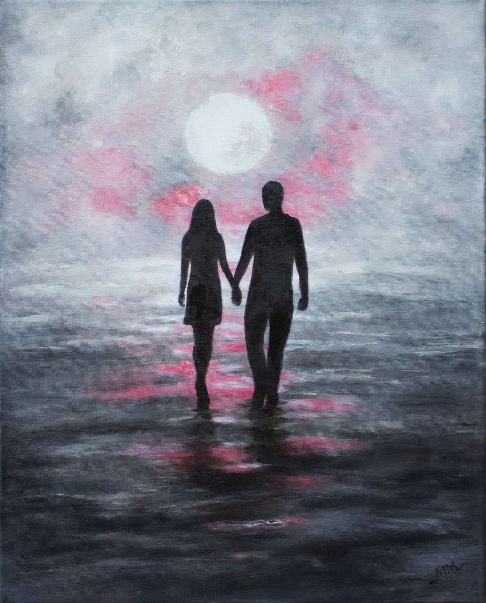 Impressionistic Portrait Oil Painting By Mila Moroko, 16 X 20", Together 2, Original Artwork