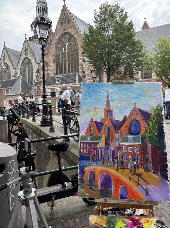 Old Church of Amsterdam Canal View