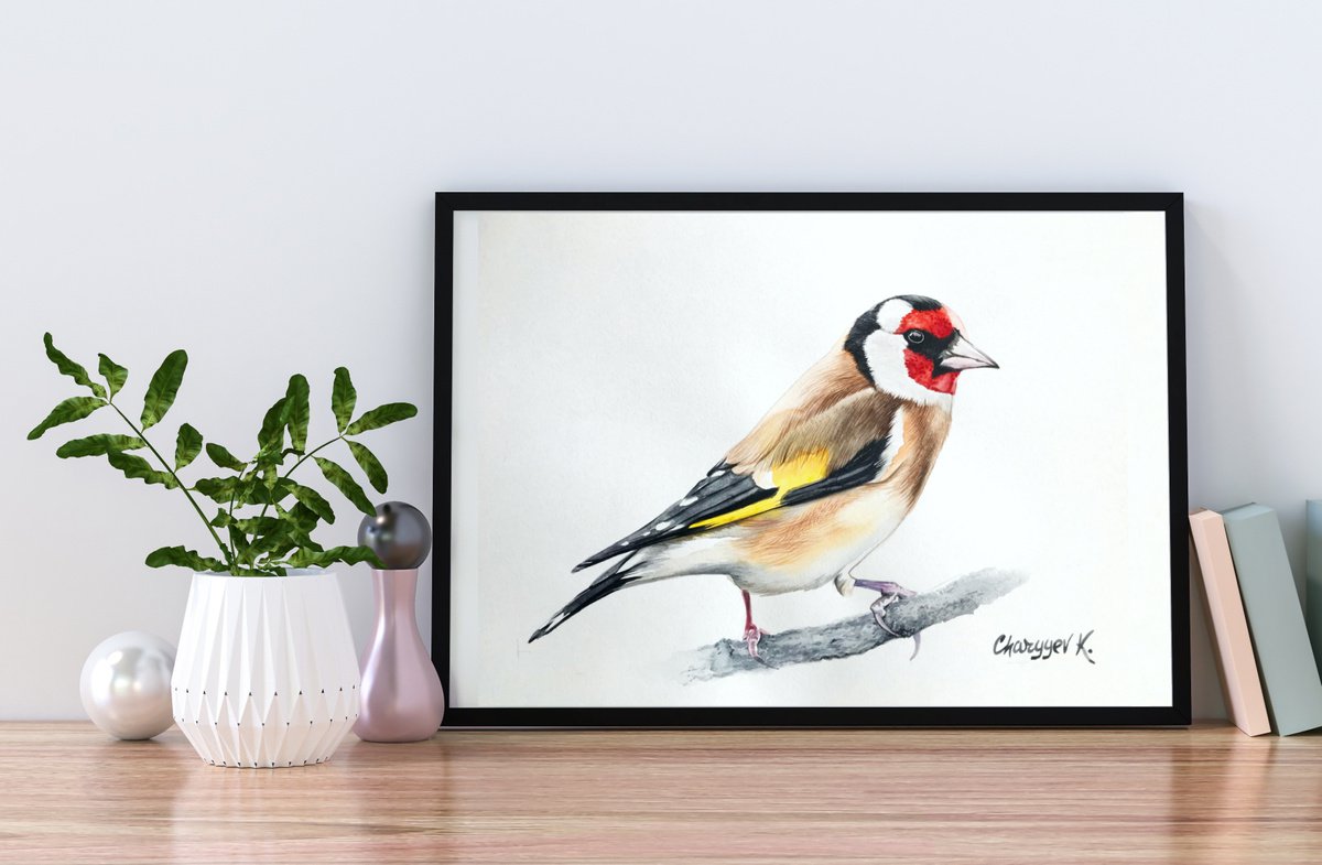 Goldfinch FROM COLLECTION WATERCOLOR BIRDS by Kakajan Charyyev