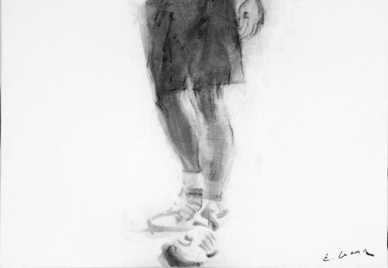 Charcoal drawing on paper "A guy with a ball"