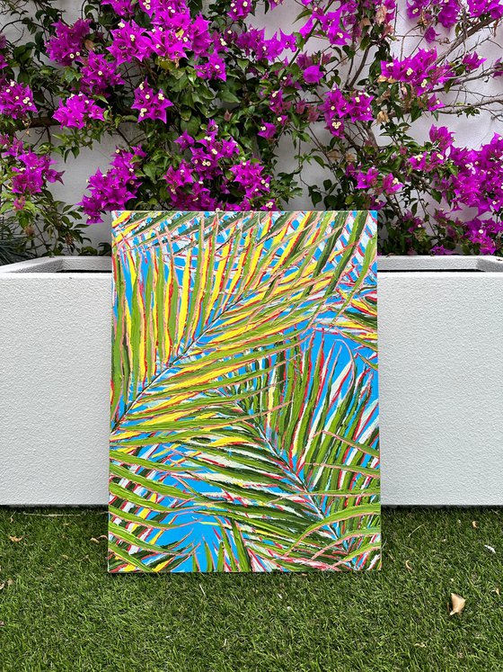 Rustle - palm trees / nature abstraction impasto oil painting