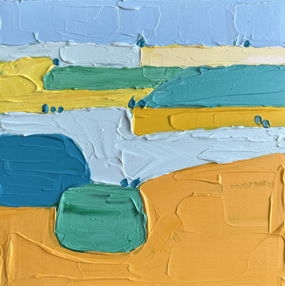 Impressionistic Landscape Acrylic Painting By Guzaliya Xavier, 12 X 12, Countryside 28, Original Artwork