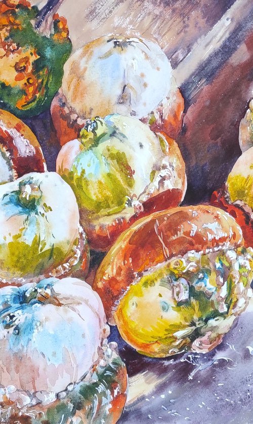 Exclusive from Ukraine (pumpkins) - watercolor artwork by Tetiana Borys