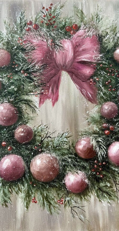 Cristmas wreath pink by Tanja Frost